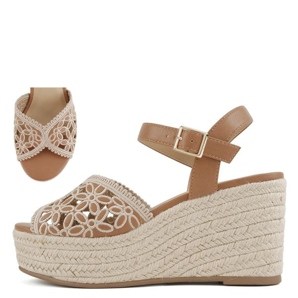 Katima Toe Band Espadrille Platform Wedge Sandals