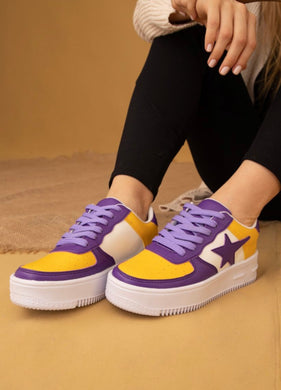Purple & Yellow Sneakers