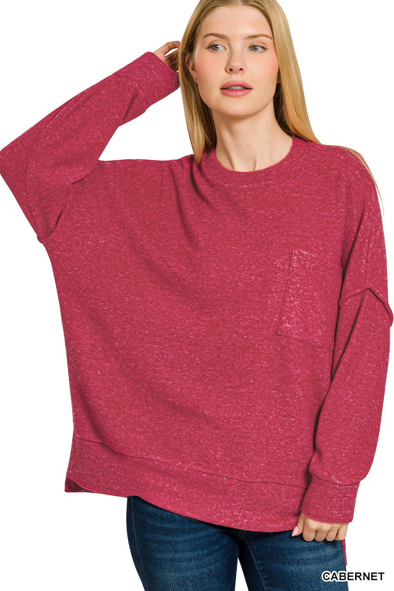 Brushed Melange Oversized Drop Shoulder Oversize Sweater