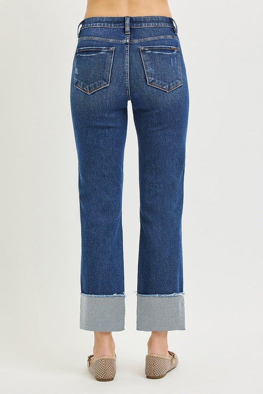 The Hollis Risen Tummy Control Cuffed Straight Jeans
