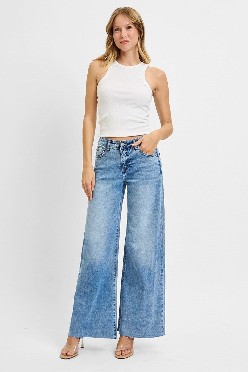 Risen Tummy Control High Rise Palazzo Jeans