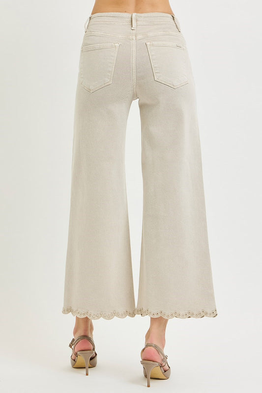 Risen Tummy Control High Rise Eyelet Embroidery Pants