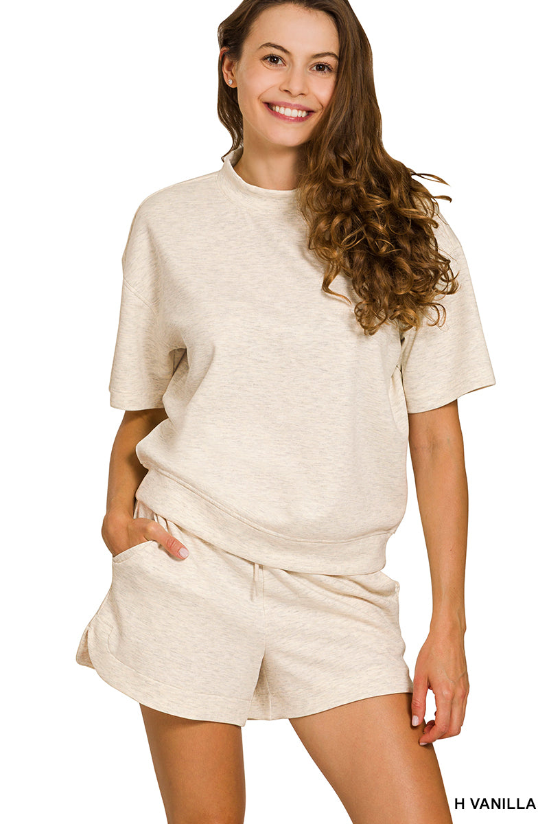 Scuba High Neck Top & Dolphin Hem Short Set