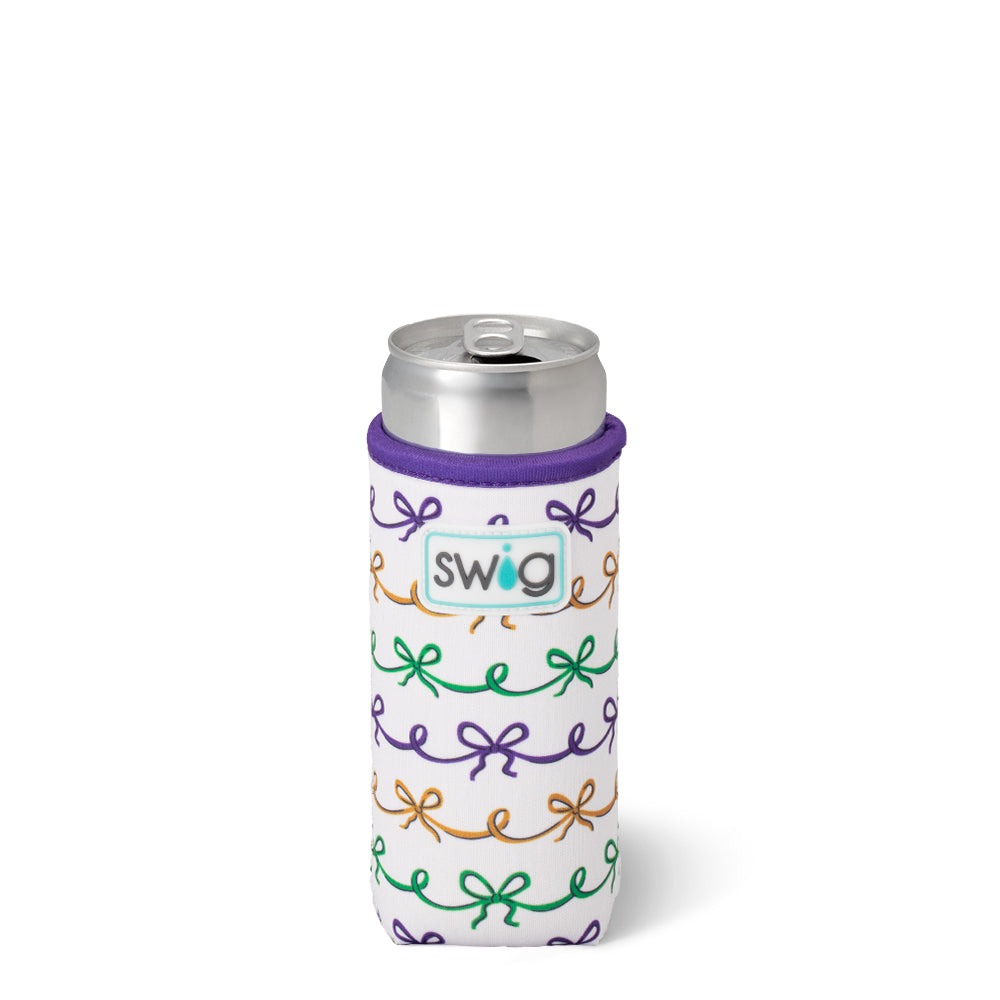 Swig MARDI GRAS BOWS Slim Can Coolie