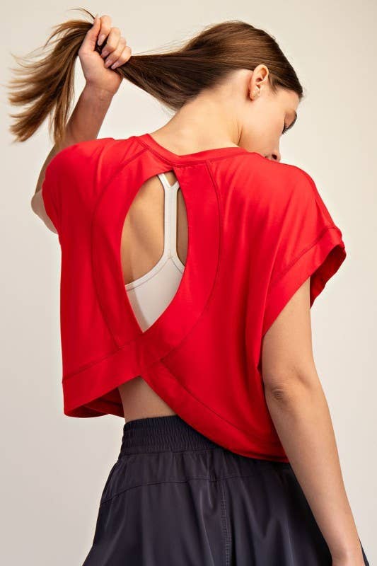 Short Sleeve Open Back Top