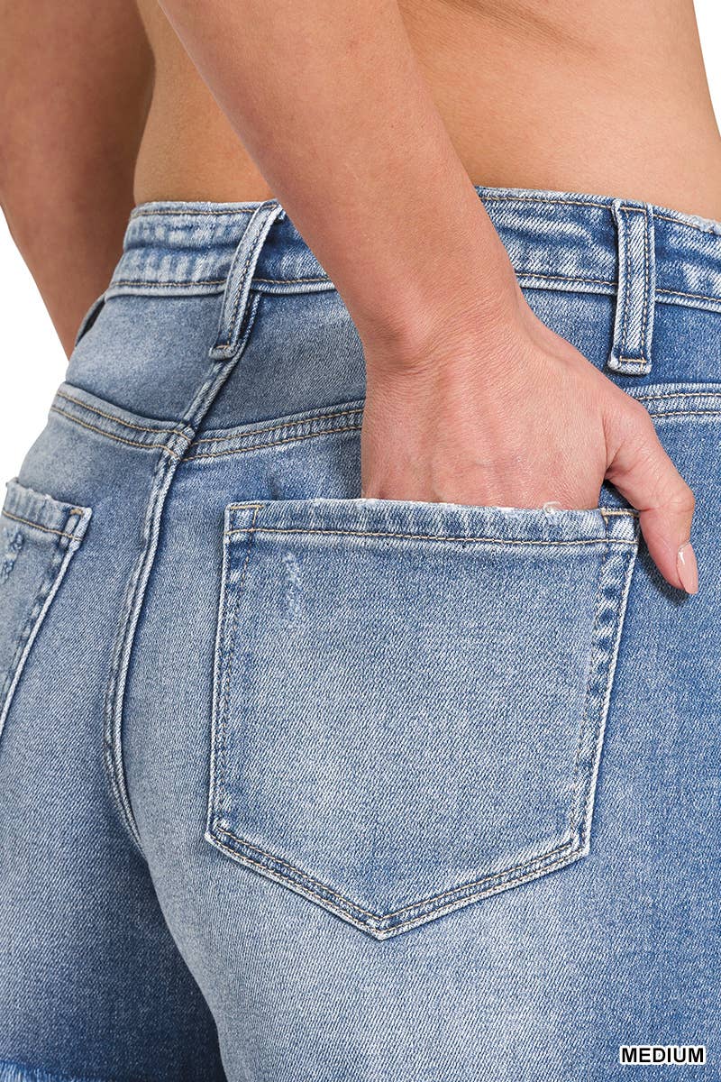 Raw Frayed Hem Denim Shorts
