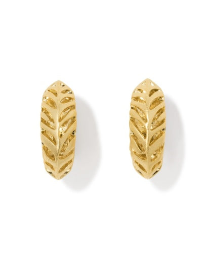 TIGER STRIPED MIKKI HUGGIE EARRINGS - GOLD
