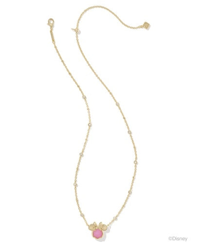 MINNIE MOUSE PENDANT NECKLACE - GOLD HOT PINK DRUSY