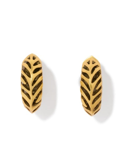 TIGER STRIPED MIKKI HUGGIE EARRINGS - VINTAGE GOLD