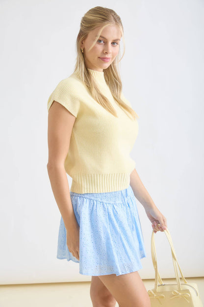 Mock Neck Knit Pullover Sweater