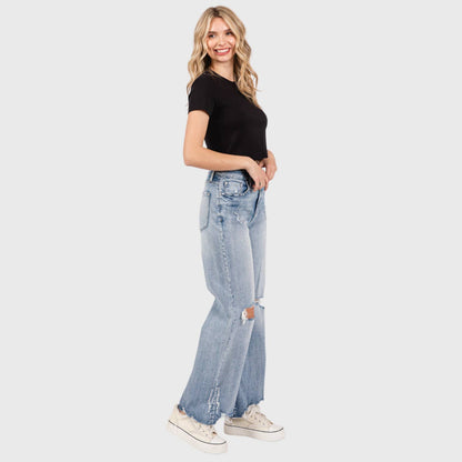 Petra Distressed High Rise Comfort Vintage Flare Jeans