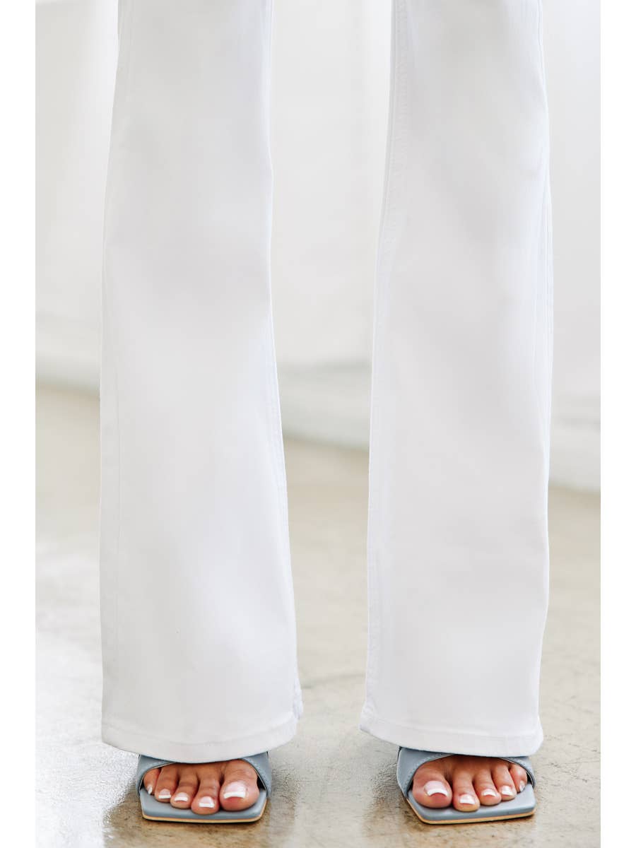 Kancan White Mid Rise Flare Pants