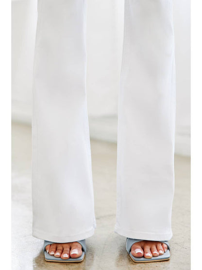 Kancan White Mid Rise Flare Pants