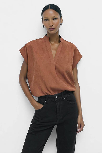 Soft Matte Drop Shoulder Blouse