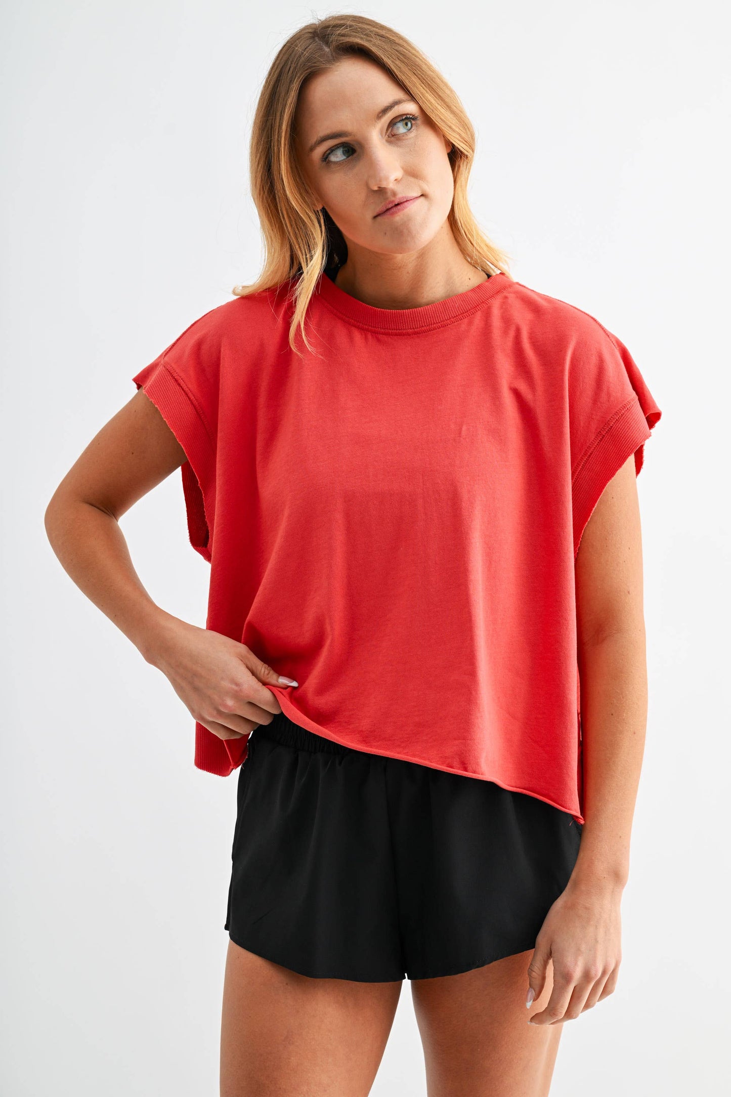 Plum Pink Open Back Pima Cotton Top