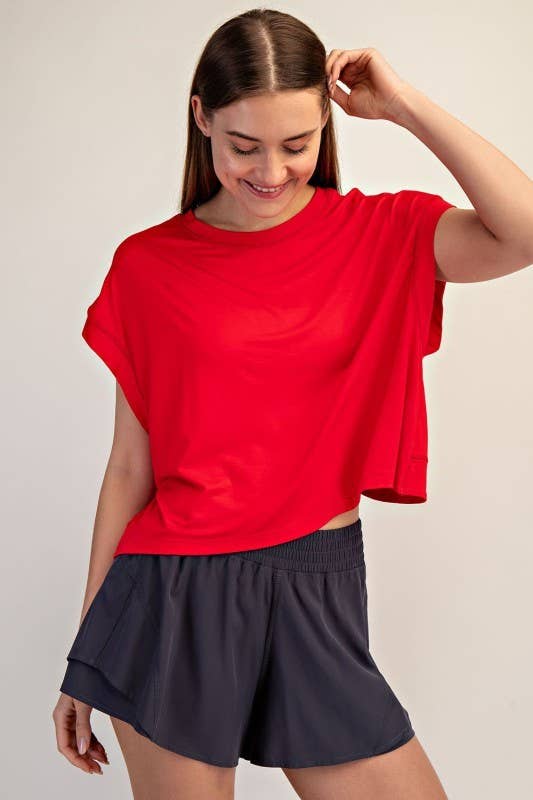 Short Sleeve Open Back Top