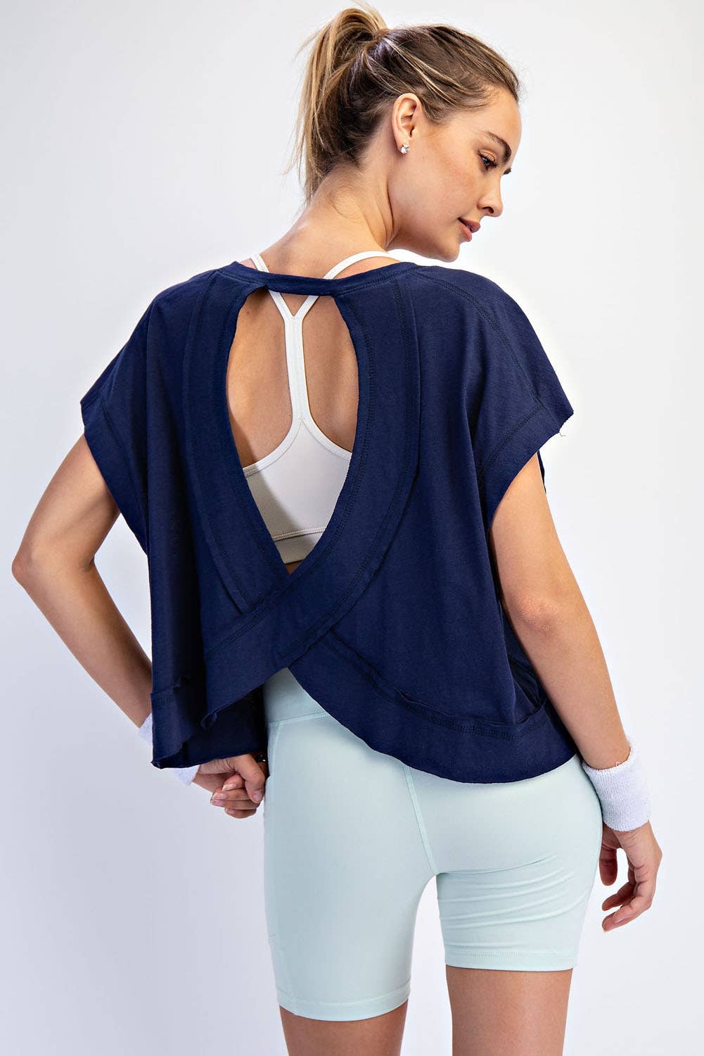 Clover Green Cotton Slub Open Back Top