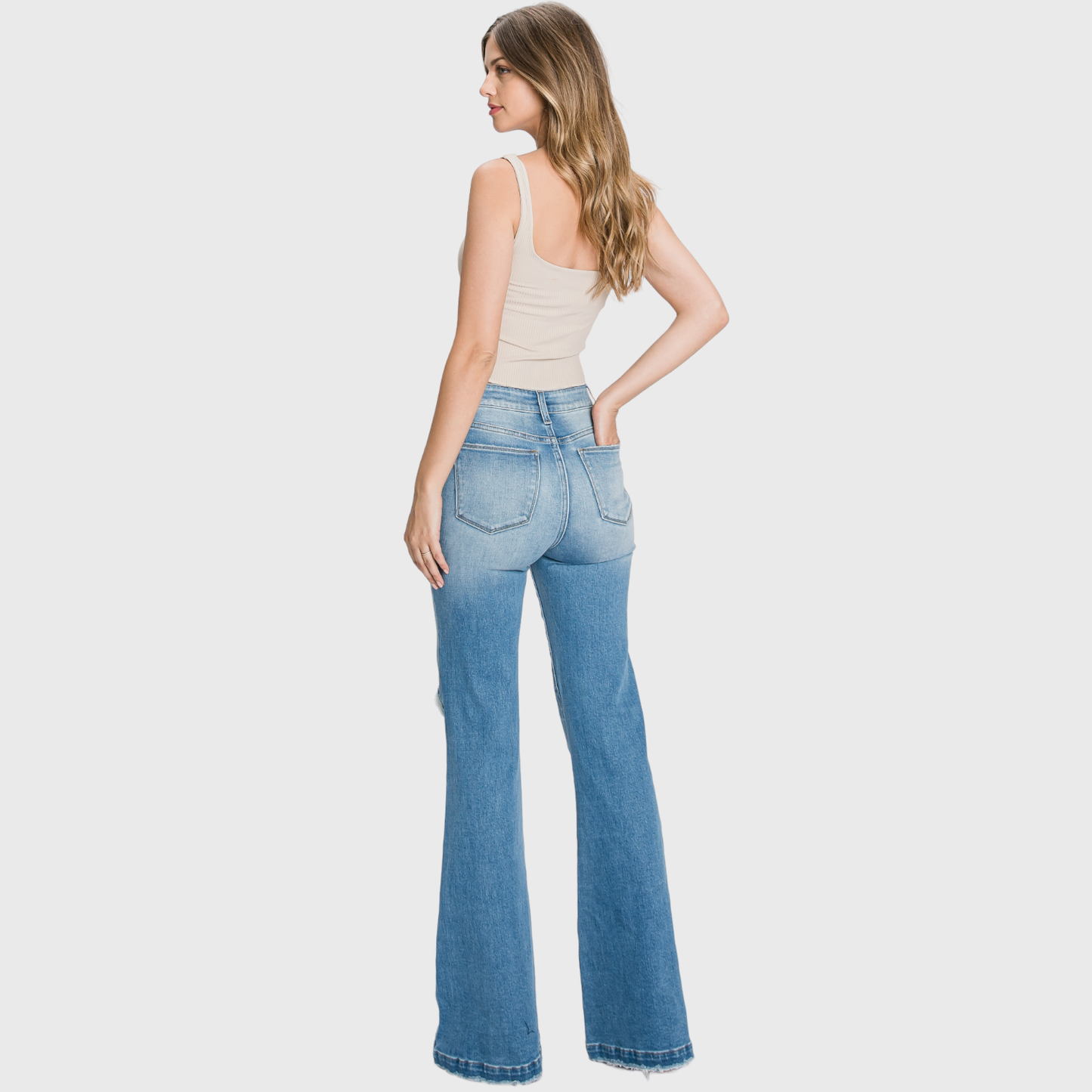 Petite Length High Rise 70's Inspired Flare Jeans