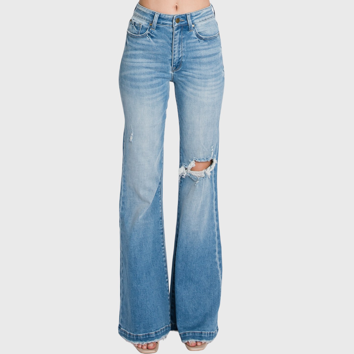 Petite Length High Rise 70's Inspired Flare Jeans