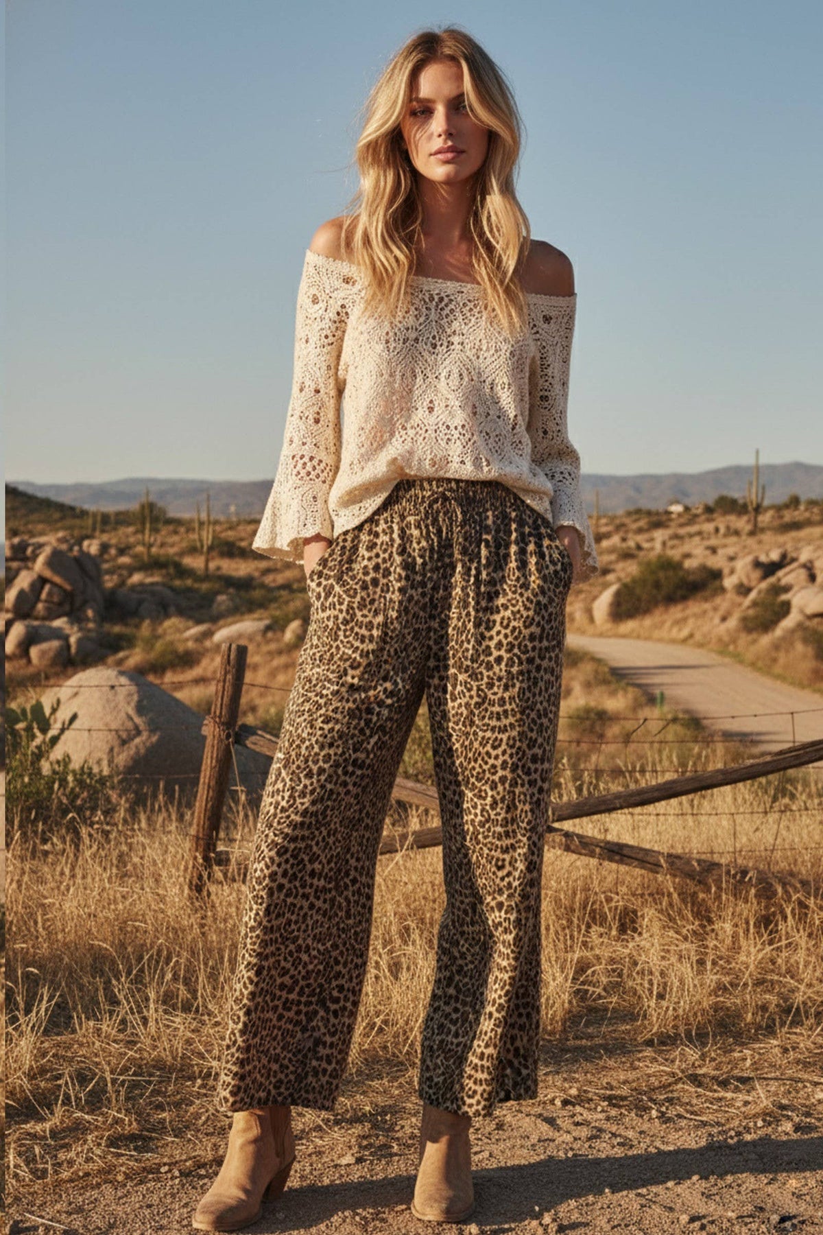 Leopard Wide Leg Terry Pants
