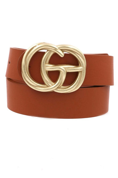 Twisted Worn Buckle Faux Leather Belt