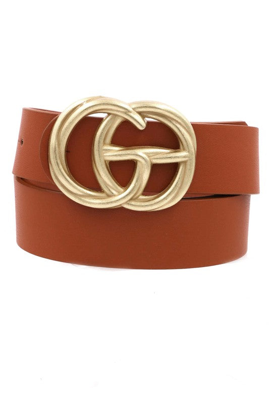 Twisted Worn Buckle Faux Leather Belt