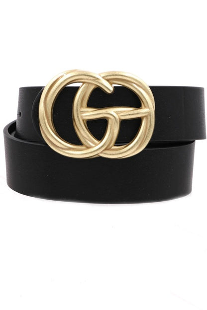 Twisted Worn Buckle Faux Leather Belt