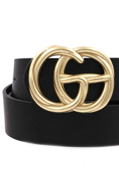 Twisted Worn Buckle Faux Leather Belt