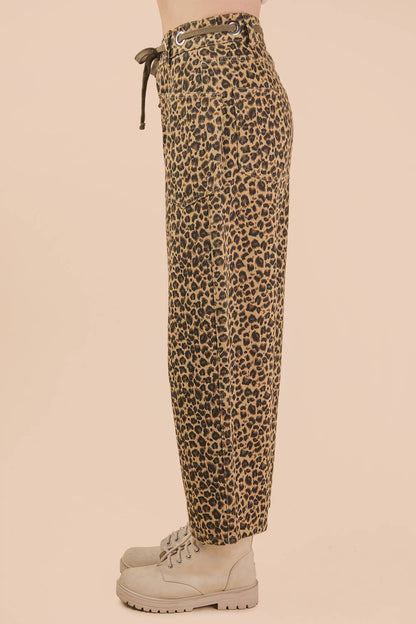 Leopard Printed Barrel Pants