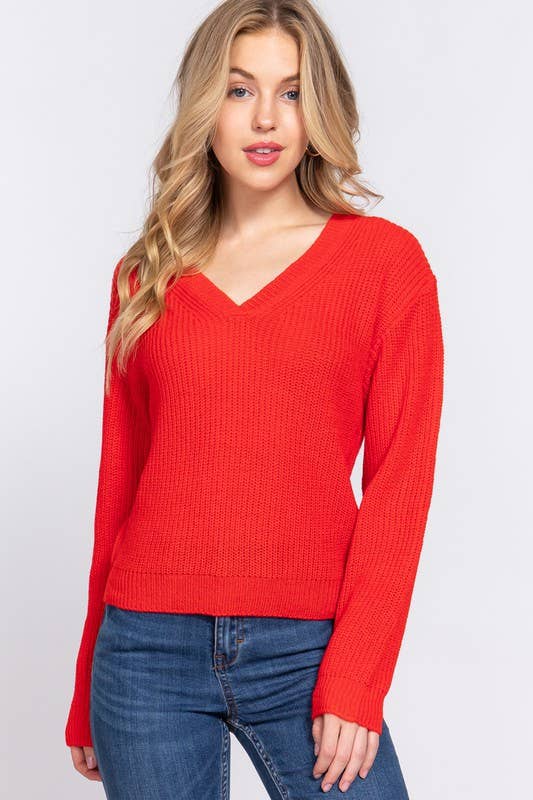 Long Sleeve V-neck Sweater