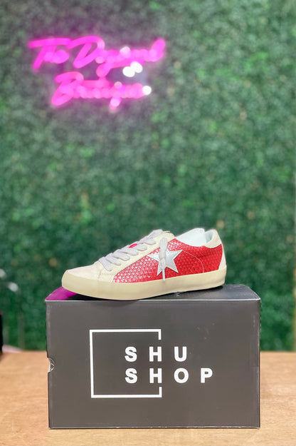 SHUSHOP Paula Dark Red Snake Sneaker