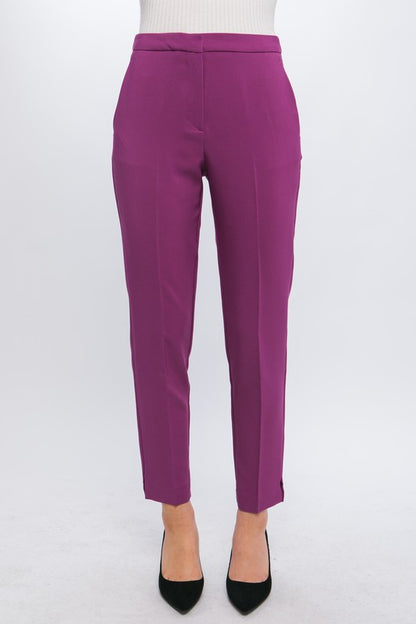 Woven Solid Formal Ankle Pants