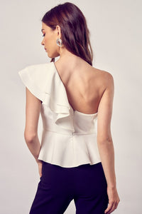 One Shoulder Ruffle Peplum Top