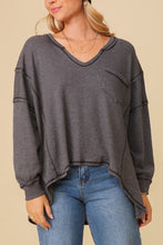 Load image into Gallery viewer, Thermal High Low V-Neck Oversized Top