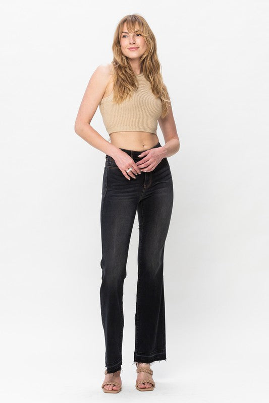 Judy Blue Black High Waist Release Hem Slim Bootcut