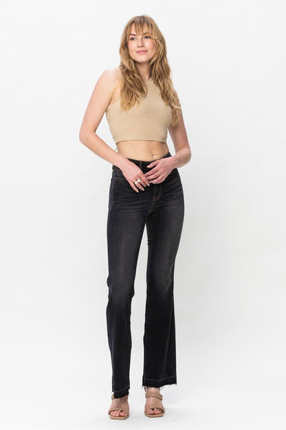 Judy Blue Black High Waist Release Hem Slim Bootcut