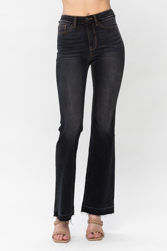 Judy Blue Black High Waist Release Hem Slim Bootcut