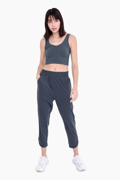 Athleisure Joggers with Curved Notch Hem