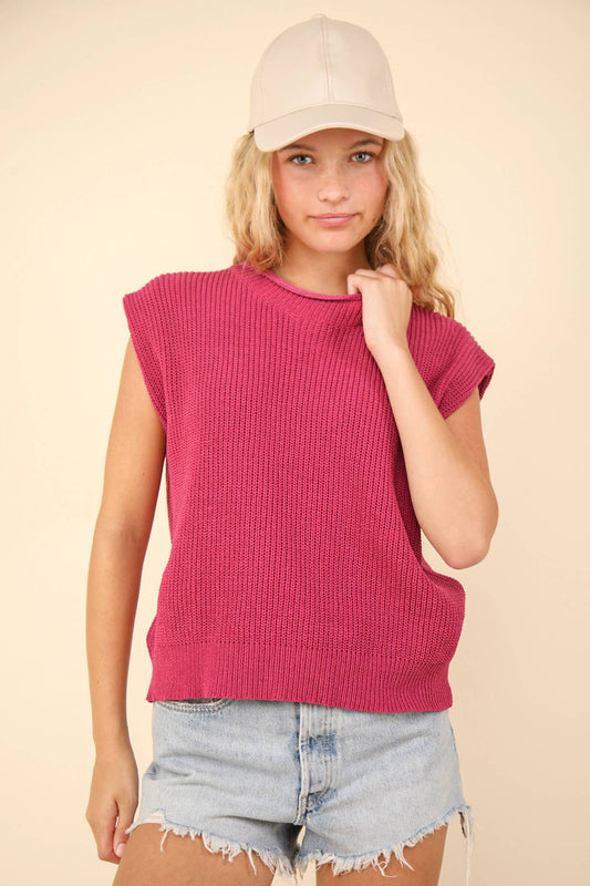 Pink Oversized Soft Knit Sweater Vest