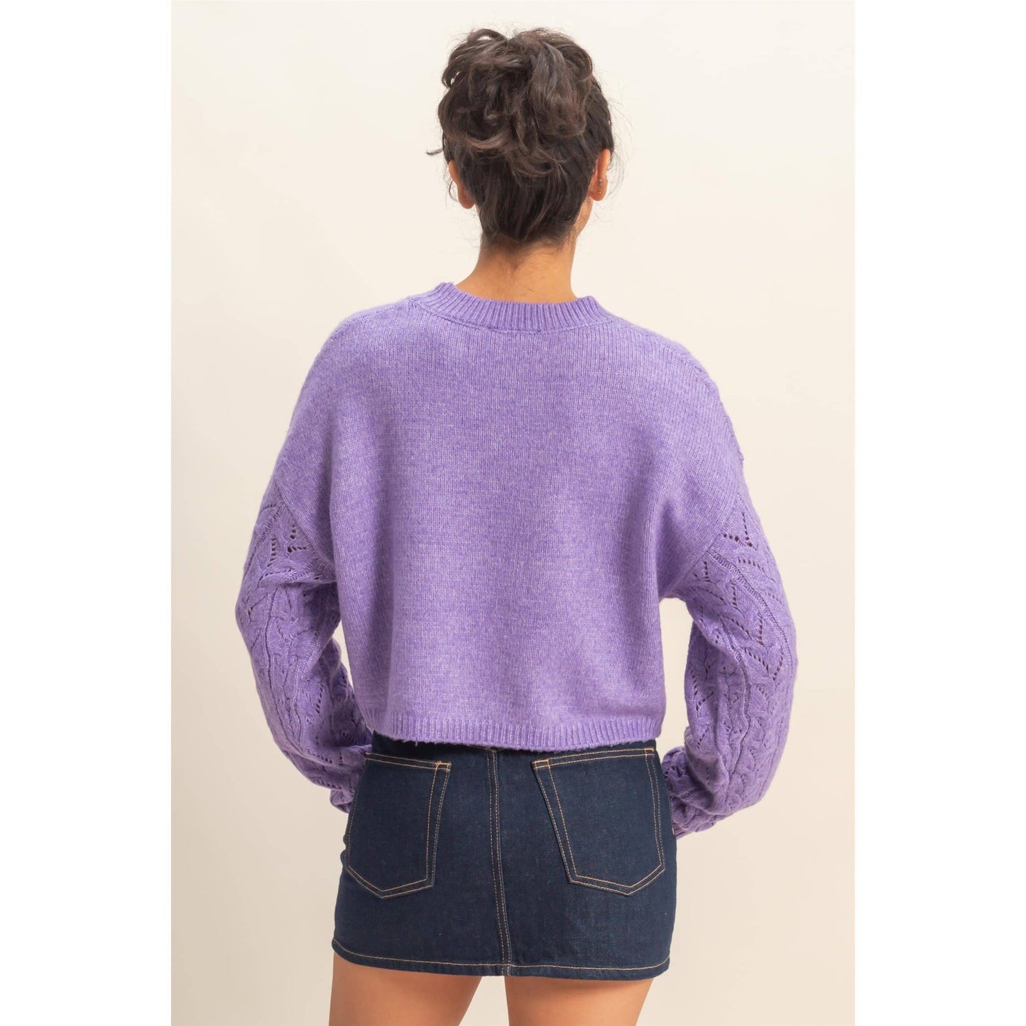 Cropped Cable Knit Sweater