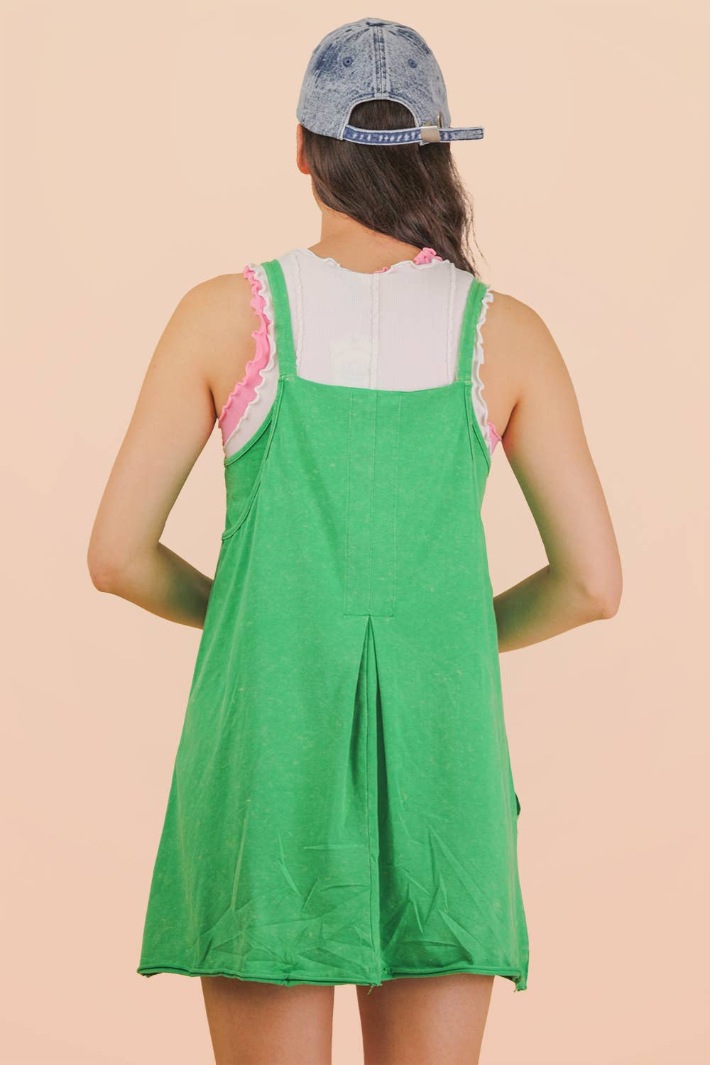 Mineral Washed Knit Mini Dress with Shorts Inside 