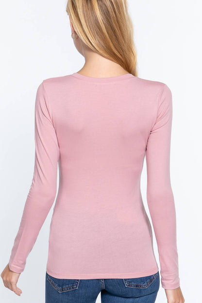 Long Sleeve Crew Neck Cotton Spandex Jersey Top