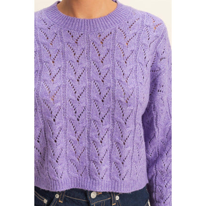 Cropped Cable Knit Sweater