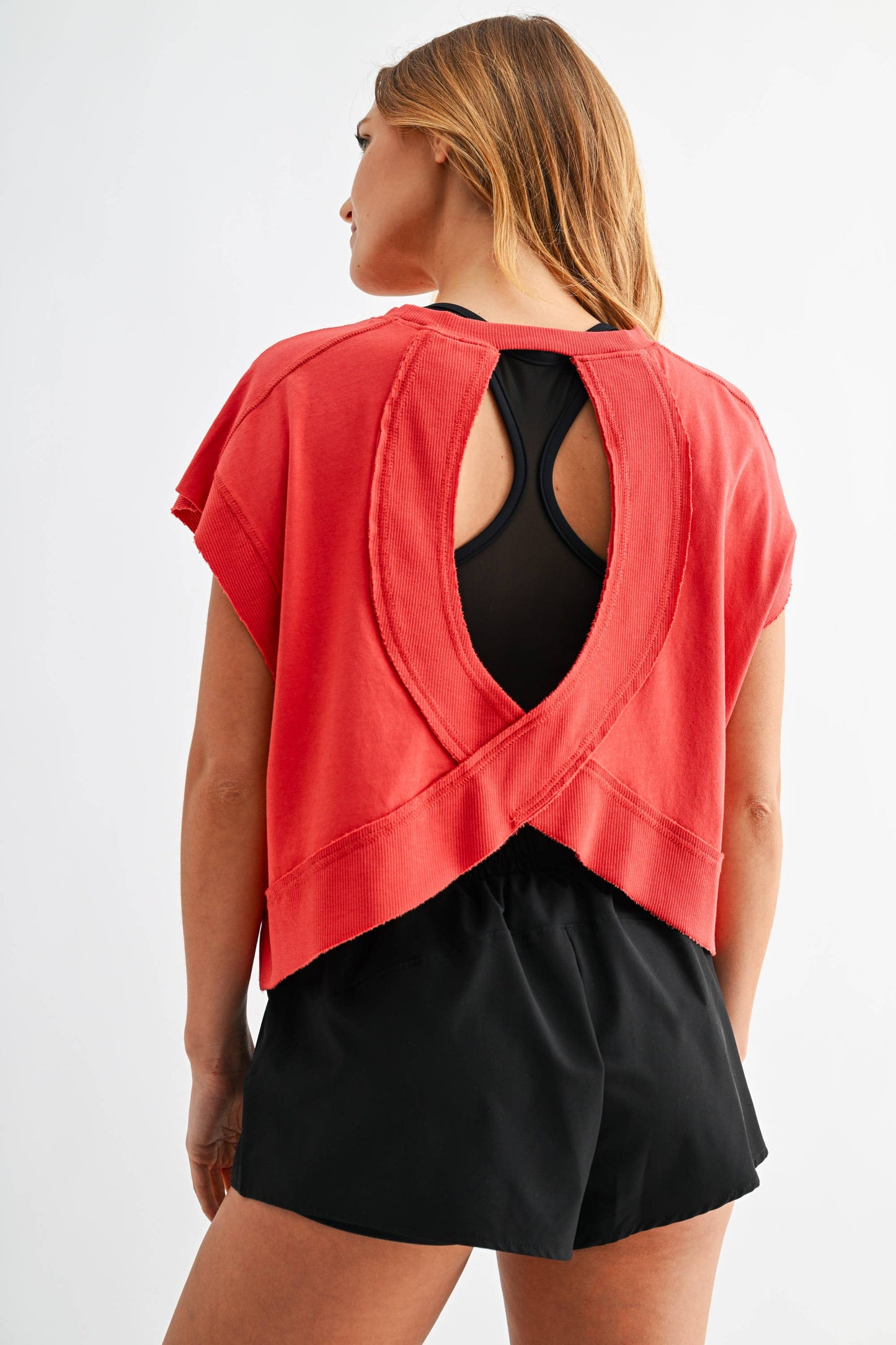 Plum Pink Open Back Pima Cotton Top