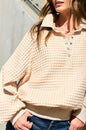 Oversized Two Tone Textured Long Sleeve Top