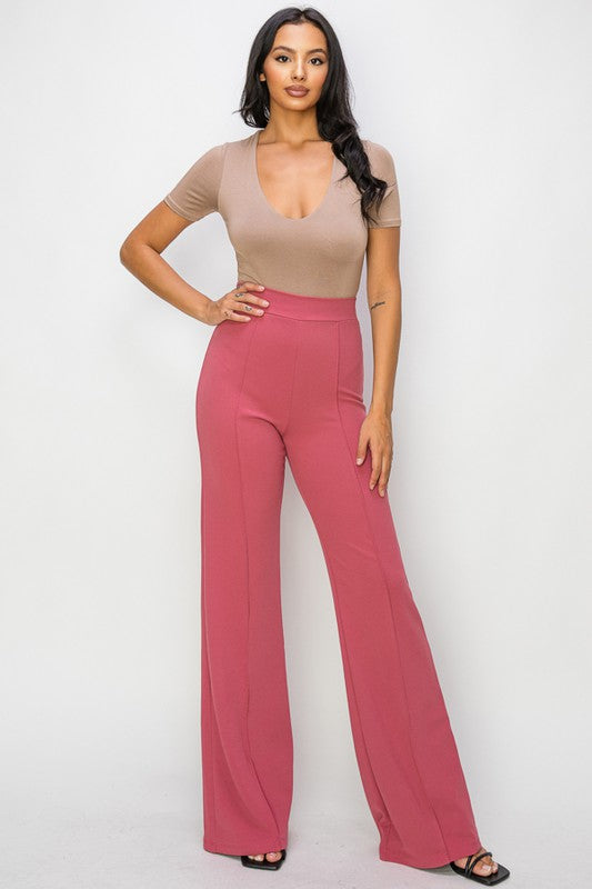 Marsala Hight Waisted Pintuck Front Pants