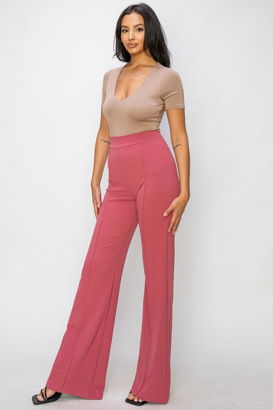 Marsala Hight Waisted Pintuck Front Pants