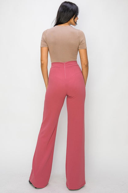 Marsala Hight Waisted Pintuck Front Pants