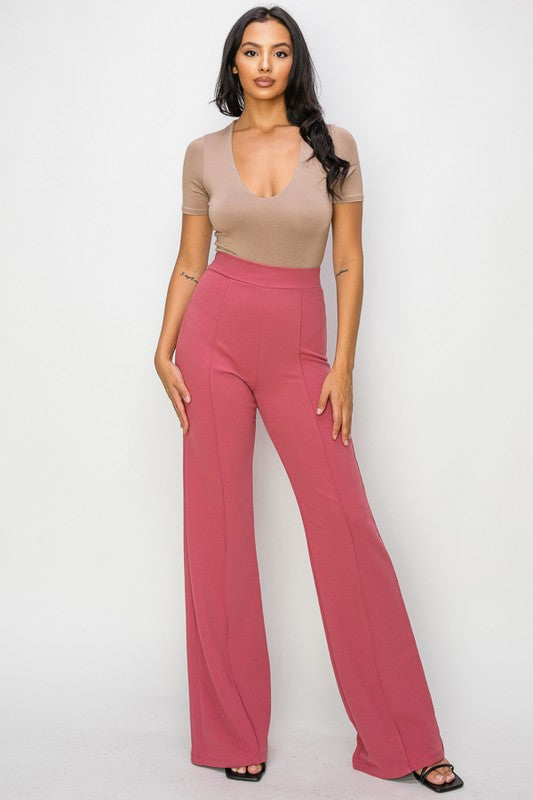 Marsala Hight Waisted Pintuck Front Pants