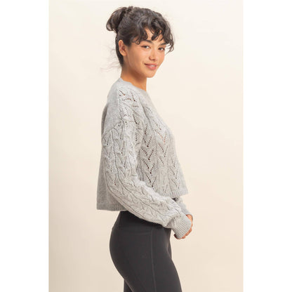 Cropped Cable Knit Sweater
